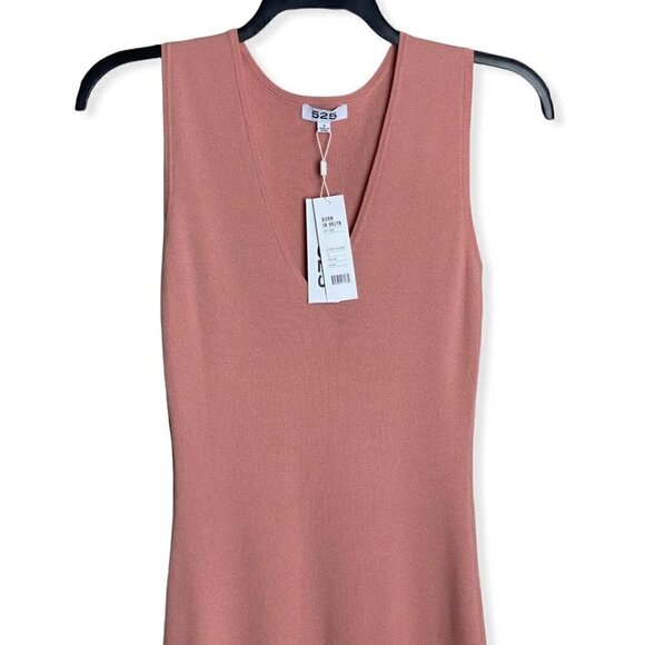 525 America Midi Dress NWT $138 Asymmetrical Ruffle Hem in Pink Sand Women’s Sm - Picture 4 of 7